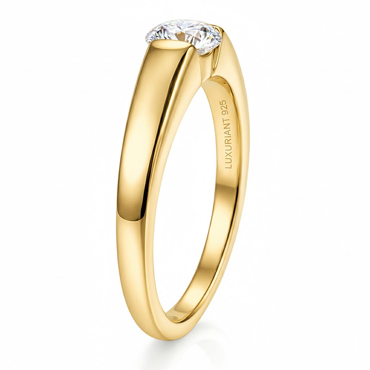 Luxuriant Lab Grown Diamond G-H SI 0.50 ctw Solitaire Ring in 18K Vermeil Yellow Gold Over Sterling Silver (Size 6.0) image number 3