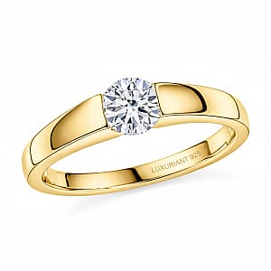 Luxuriant Lab Grown Diamond G-H SI 0.50 ctw Solitaire Ring in 18K Vermeil Yellow Gold Over Sterling Silver (Size  8.0)