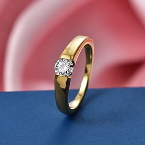 Luxuriant Lab Grown Diamond G-H SI 0.50 ctw Solitaire Ring in 18K Vermeil Yellow Gold Over Sterling Silver (Size  8.0)