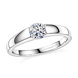 Luxuriant Lab Grown Diamond G-H SI 0.50 ctw Solitaire Ring in Rhodium Over Sterling Silver (Size  7.0)