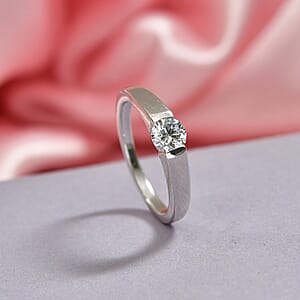 Luxuriant Lab Grown Diamond G-H SI 0.50 ctw Solitaire Ring in Rhodium Over Sterling Silver (Size  8.0)