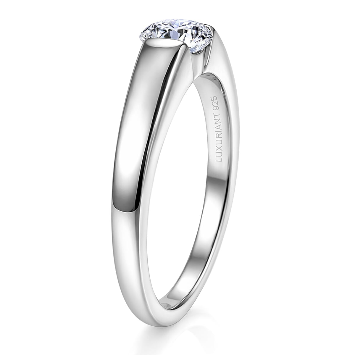 Luxuriant Lab Grown Diamond G-H SI 0.50 ctw Solitaire Ring in Rhodium Over Sterling Silver (Size  8.0) image number 3