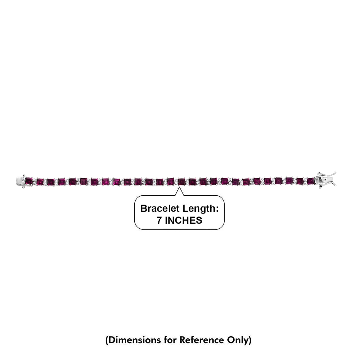 D'Joy Premium Radiant Ember Garnet and Moissanite 13.50 ctw Royal Fire Tennis Bracelet in Rhodium Over Sterling Silver (7.25 In) image number 4