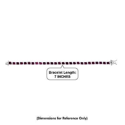 D'Joy Premium Radiant Ember Garnet and Moissanite 13.50 ctw Royal Fire Tennis Bracelet in Rhodium Over Sterling Silver (7.25 In)