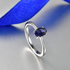 D'Joy Premium Catalina Iolite 0.60 ctw Solitaire Ring in Platinum Over Sterling Silver (Size 10.0)
