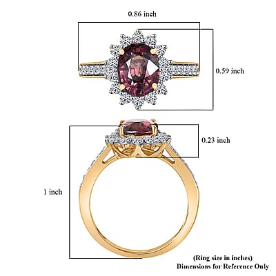 AAA Raspberry Zircon and Luxuriant Lab Grown Diamond G-H SI 3.51 ctw Ring in 10K Yellow Gold (Size 5.0)