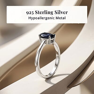 D'Joy Premium Catalina Iolite 0.60 ctw Solitaire Ring in Platinum Over Sterling Silver (Size 5.0)