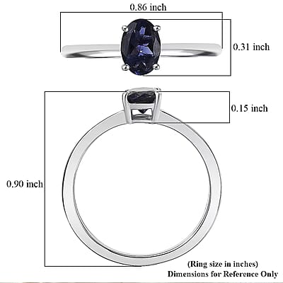 D'Joy Premium Catalina Iolite 0.60 ctw Solitaire Ring in Platinum Over Sterling Silver (Size 5.0)