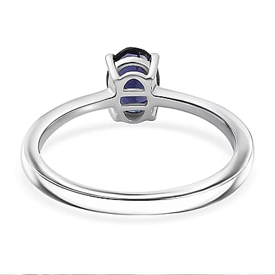D'Joy Premium Catalina Iolite 0.60 ctw Solitaire Ring in Platinum Over Sterling Silver (Size 5.0)