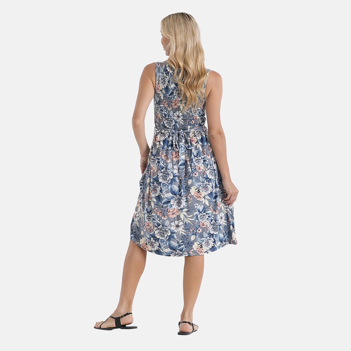 LA Marey Gray Floral Double Knit Brushed Dress - One Size Fits Most image number 2
