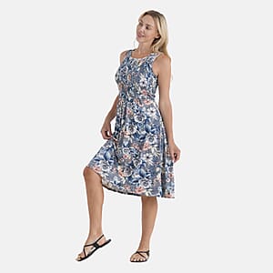 LA Marey Gray Floral Double Knit Brushed Dress - One Size Fits Most