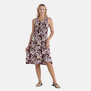 LA Marey Red Floral Double Knit Brushed Dress - One Size Fits Most