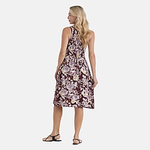 LA Marey Red Floral Double Knit Brushed Dress - One Size Fits Most