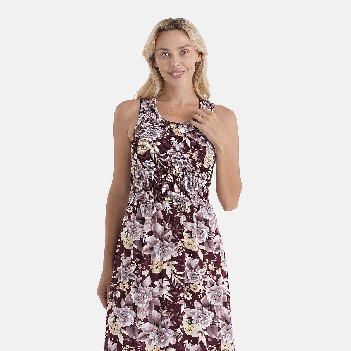 LA Marey Red Floral Double Knit Brushed Dress - One Size Fits Most image number 4