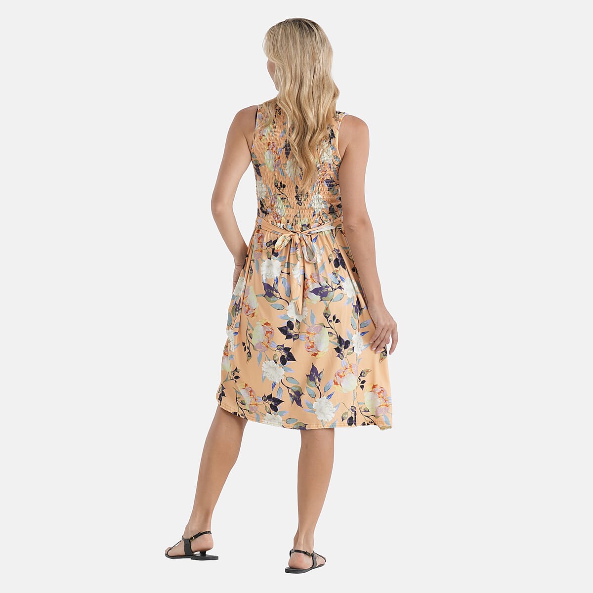 LA Marey Yellow Floral Double Knit Brushed Dress - One Size Fits Most image number 2