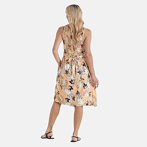 LA Marey Yellow Floral Double Knit Brushed Dress - One Size Fits Most