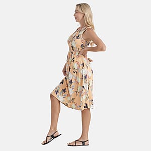 LA Marey Yellow Floral Double Knit Brushed Dress - One Size Fits Most