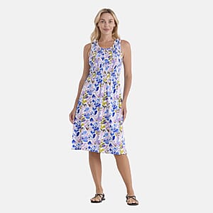 LA Marey Purple Floral Double Knit Brushed Dress - One Size Fits Most