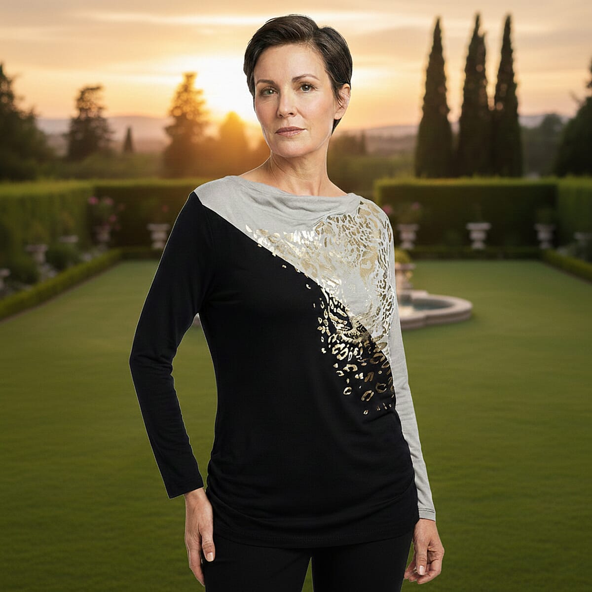 Vertigo Black 2-Tone Jaguar Print  Off The ShoulderTop -Large image number 1