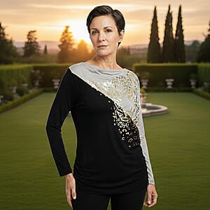 Vertigo Black 2-Tone Jaguar Print  Off The ShoulderTop -Large