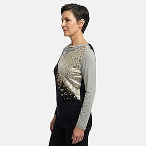 Vertigo Black 2-Tone Jaguar Print  Off The ShoulderTop -Large