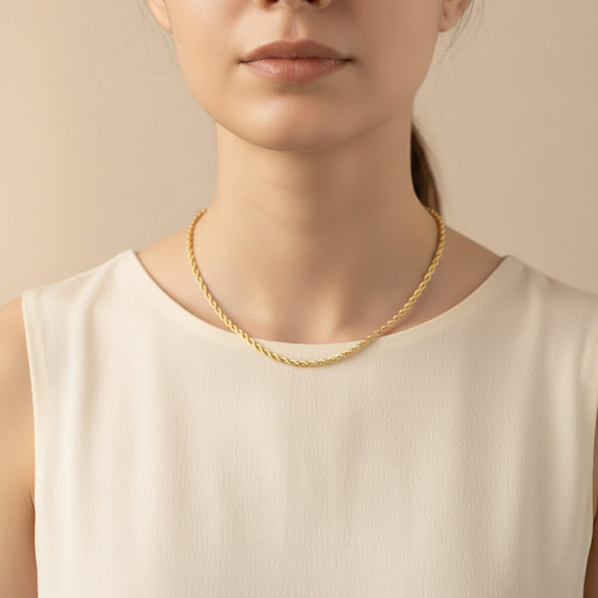 1.5mm Rope Chain Necklace in 14K Yellow Gold 2.30 Grams 20 Inches image number 2