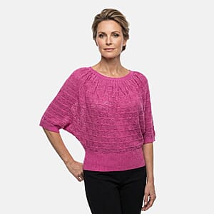 Vertigo Magenta Open Weave Blouson Top  -Medium