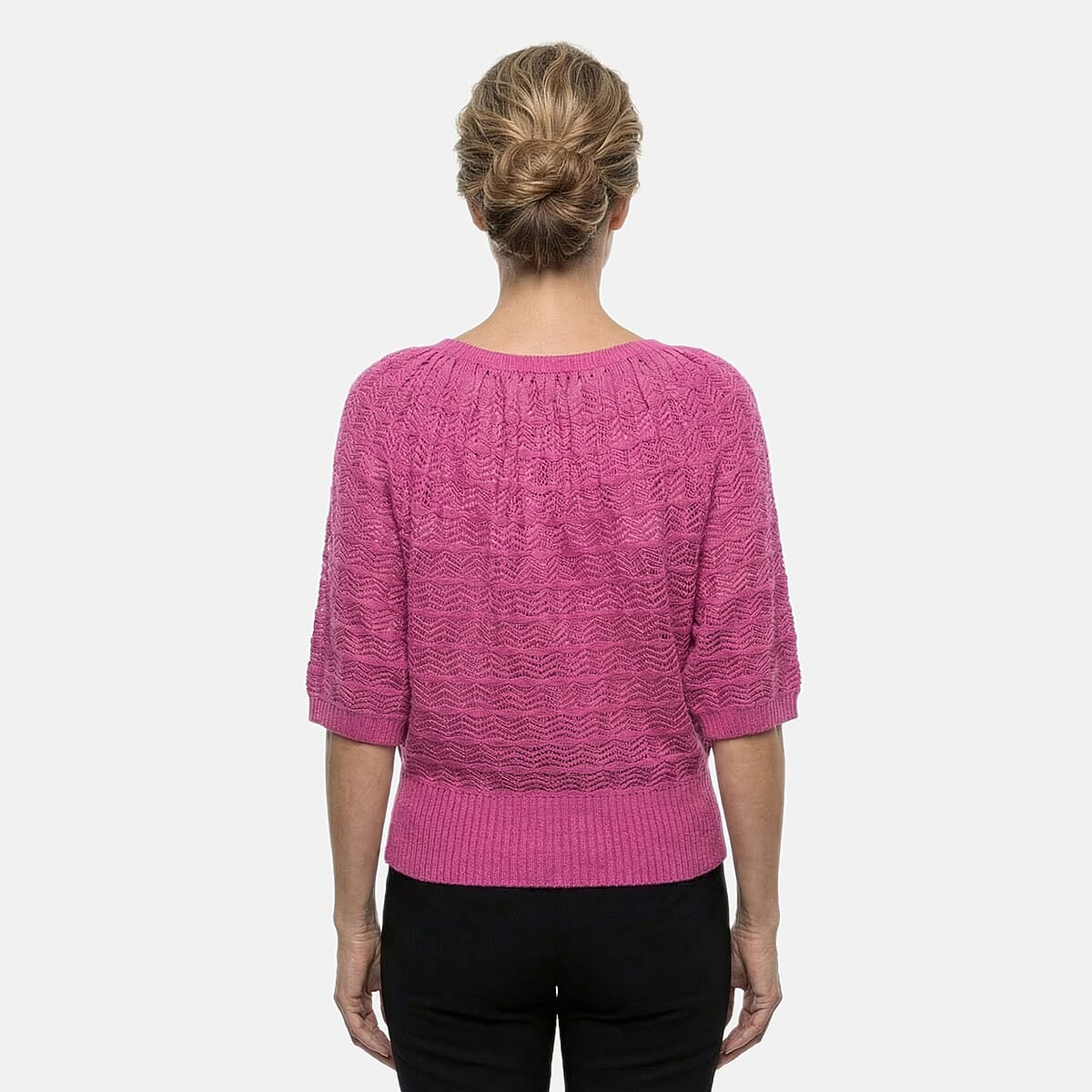 Vertigo Magenta Open Weave Blouson Top  -Small image number 2