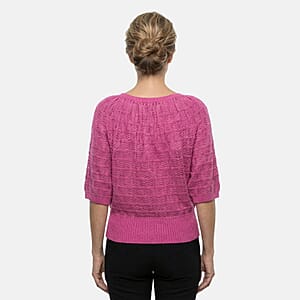 Vertigo Magenta Open Weave Blouson Top  -Small