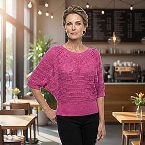 Vertigo Magenta Open Weave Blouson Top  -XL