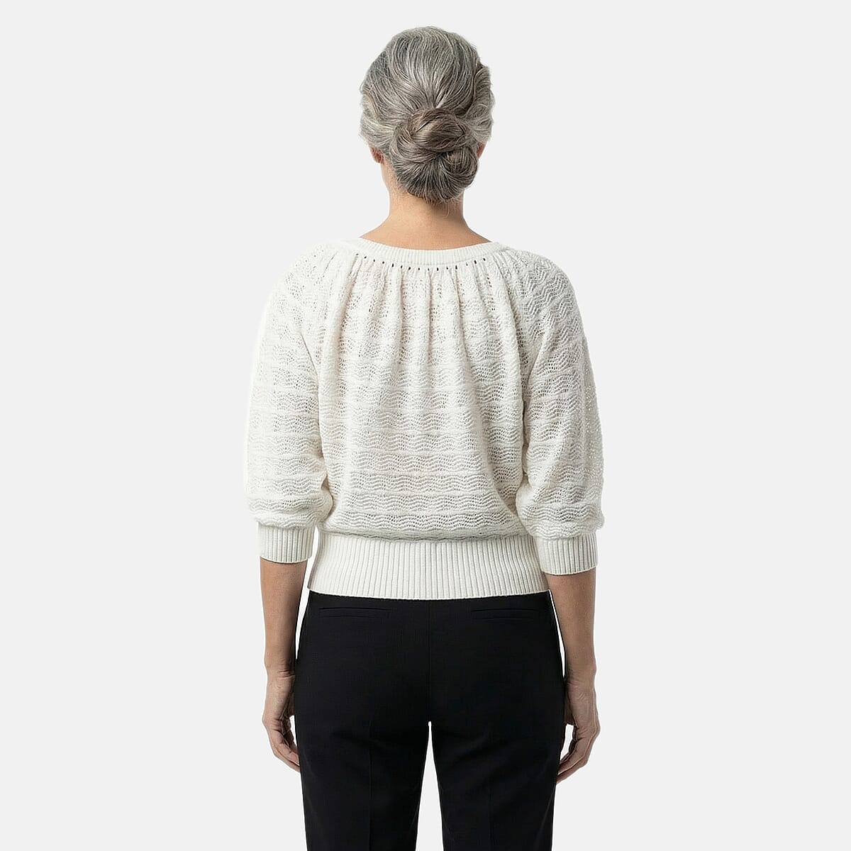 Vertigo White Open Weave Blouson Top  -Medium image number 2