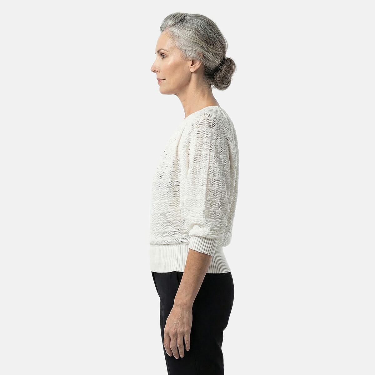 Vertigo White Open Weave Blouson Top  -Small image number 3