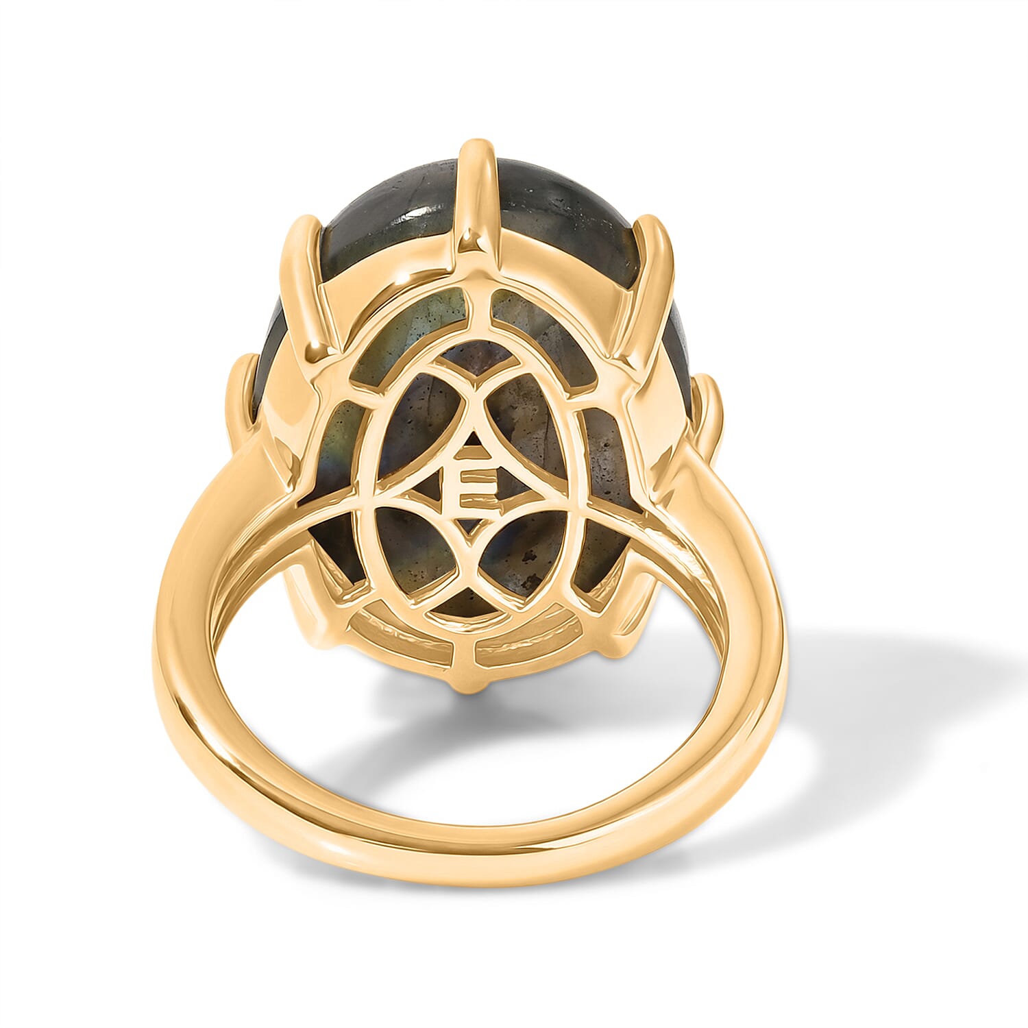 EverTrue Malagasy Labradorite 17.80 ctw Solitaire Ring in 18K YG Plated (Size 8.0)