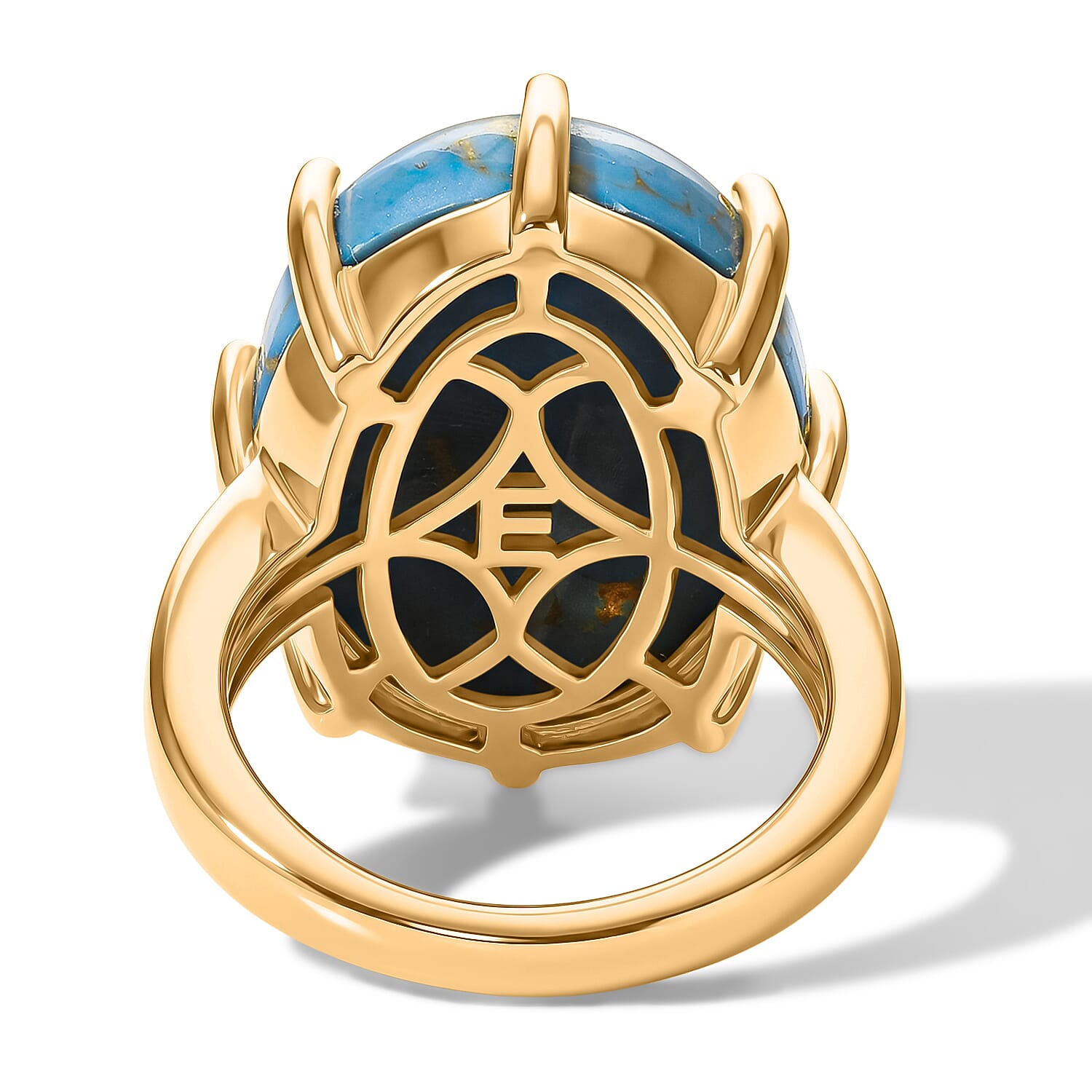 EverTrue Mojave Blue Turquoise 13.50 ctw Solitaire Ring in 18K YG Plated (Size 6.0)
