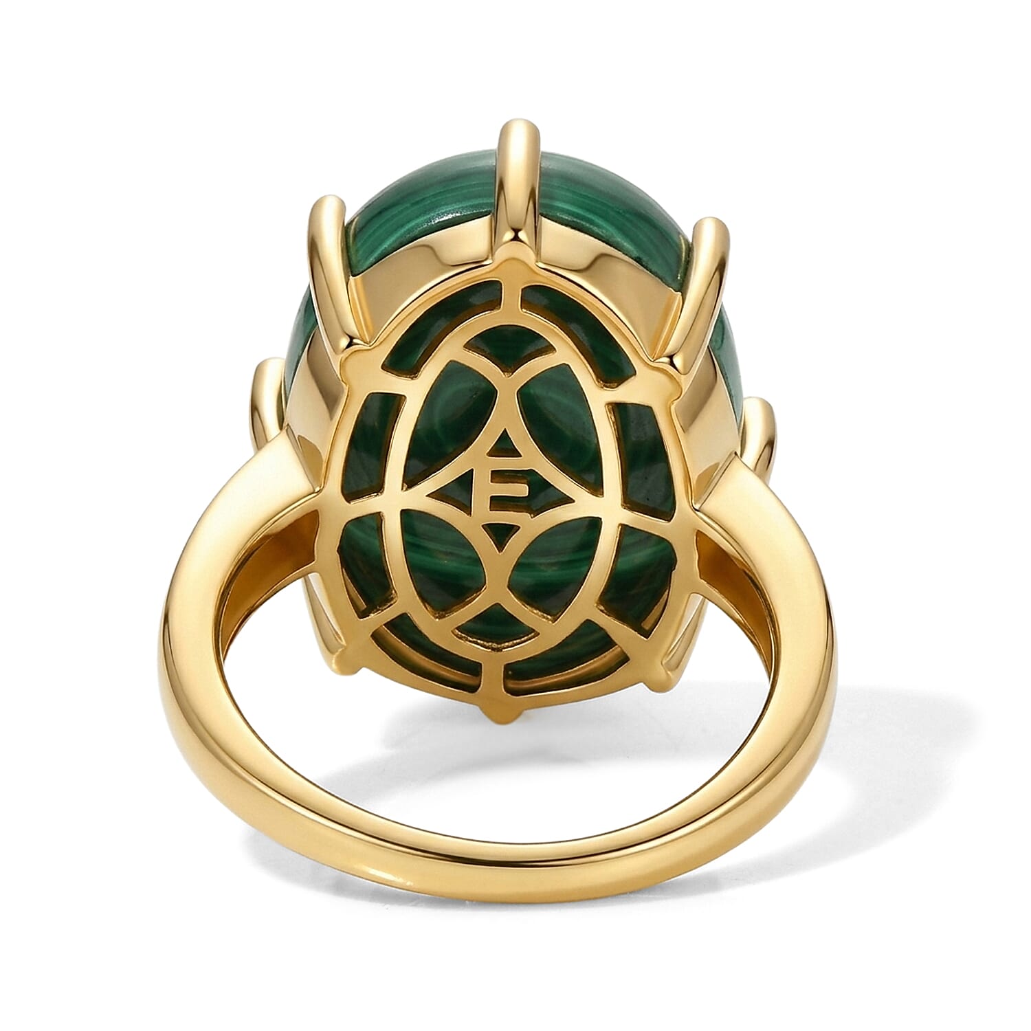 EverTrue African Malachite 21.75 ctw Ring in 18K YG Plated (Size 5.0)