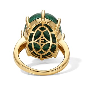 EverTrue African Malachite 21.75 ctw Ring in 18K YG Plated (Size 7.0)