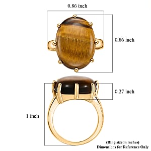 EverTrue Tigers Eye 15.35 ctw Ring in 18K YG Plated (Size 11.0)