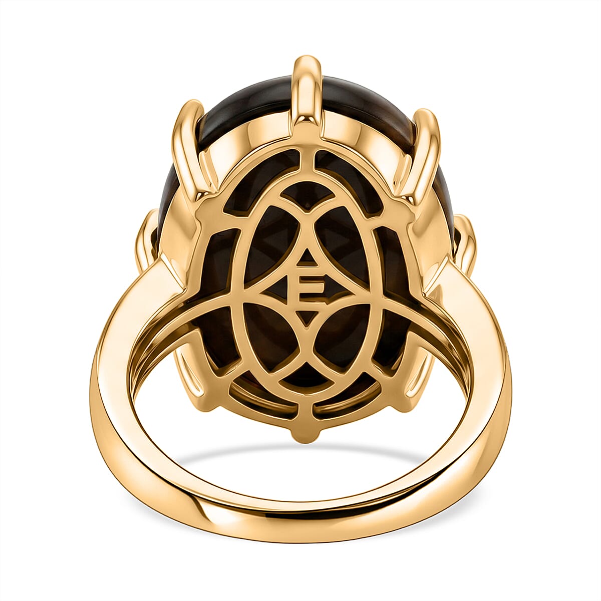 EverTrue Tigers Eye 15.35 ctw Ring in 18K YG Plated (Size 5.0)