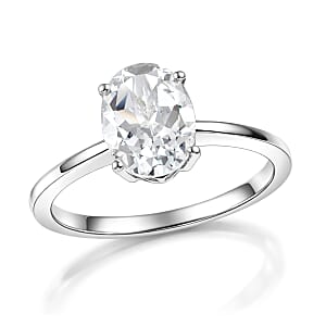 D'Joy White Topaz 2.50 ctw Classic Lumina Solitaire Ring in Rhodium Over Sterling Silver (Size 10.0)