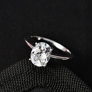 D'Joy White Topaz 2.50 ctw Classic Lumina Solitaire Ring in Rhodium Over Sterling Silver (Size 10.0)