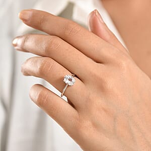 D'Joy White Topaz 2.50 ctw Classic Lumina Solitaire Ring in Rhodium Over Sterling Silver (Size 10.0)