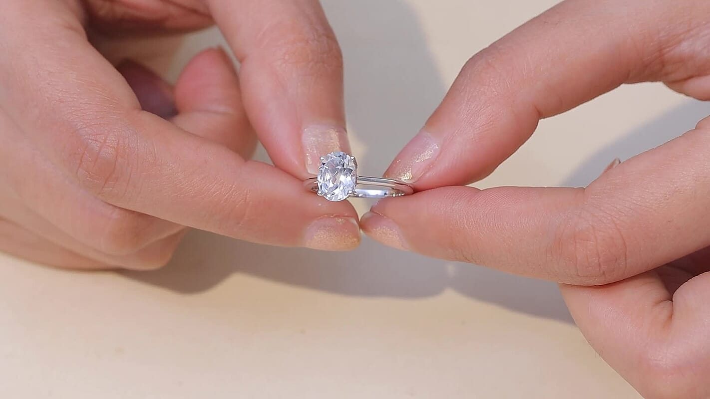 D'Joy White Topaz Solitaire Ring in Rhodium Over Sterling Silver (Size 7.0) 2.85 ctw