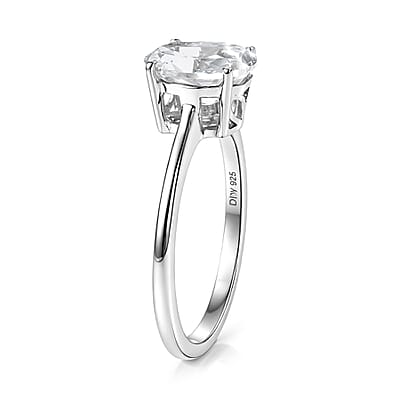 D'Joy White Topaz 2.50 ctw Classic Lumina Solitaire Ring in Rhodium Over Sterling Silver (Size 7.0)