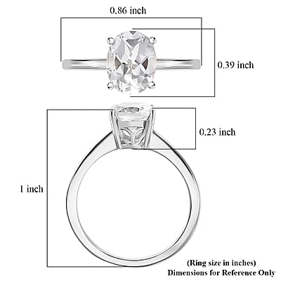 D'Joy White Topaz 2.50 ctw Classic Lumina Solitaire Ring in Rhodium Over Sterling Silver (Size 7.0)