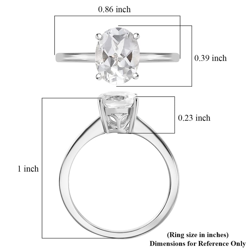 D'Joy White Topaz 2.50 ctw Classic Lumina Solitaire Ring in Rhodium Over Sterling Silver (Size 8.0)