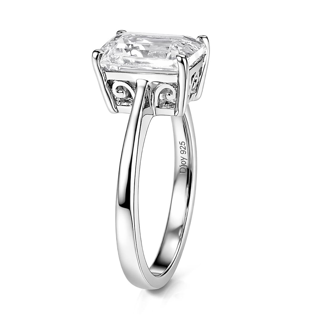 D'Joy White Topaz 2.85 ctw Classic Lumina Solitaire Ring in Rhodium Over Sterling Silver (Size 7.0) image number 3