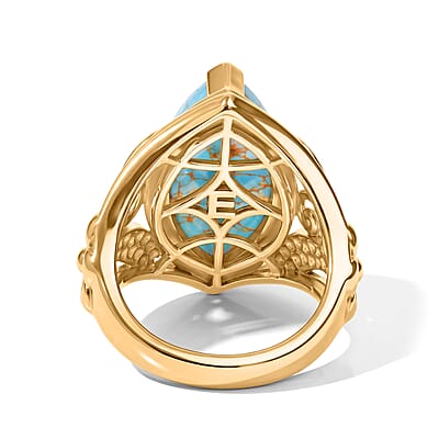 EverTrue Mojave Blue Turquoise 7.65 ctw Ring in 18K YG Plated (Size 10.0)