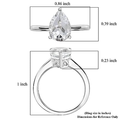D'Joy White Topaz 2.50 ctw Prism Solitaire Ring in Rhodium Over Sterling Silver (Size 11.0)