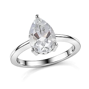 D'Joy White Topaz 2.50 ctw Prism Solitaire Ring in Rhodium Over Sterling Silver (Size 7.0)