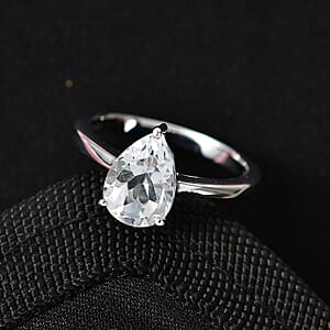 D'Joy White Topaz 2.50 ctw Prism Solitaire Ring in Rhodium Over Sterling Silver (Size 7.0)